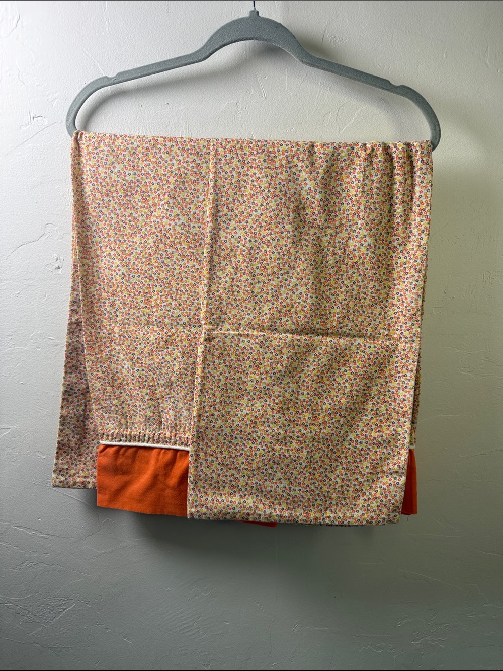 Vintage Floral Print pillowcase with Bright Orange Trim